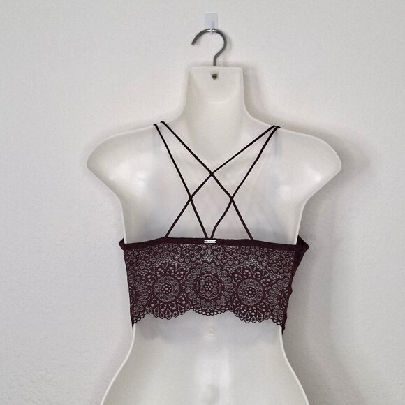Aerie Floral Lace Bralette Sz L Removable Pads Strappy Boho Whimsigoth Intimates - Picture 5 of 13